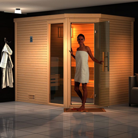 Sauna mit Eckeinstieg
