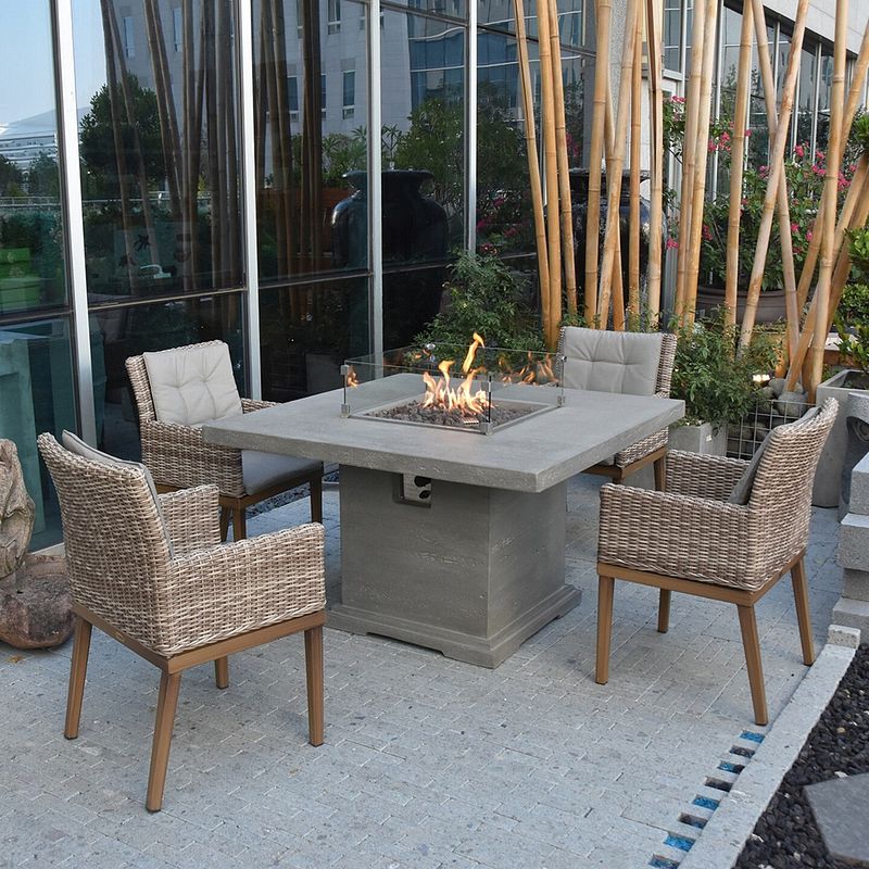 Gardenforma Gas Feuerstelle Birmingham aus Faserbeton in Betonoptik, grau