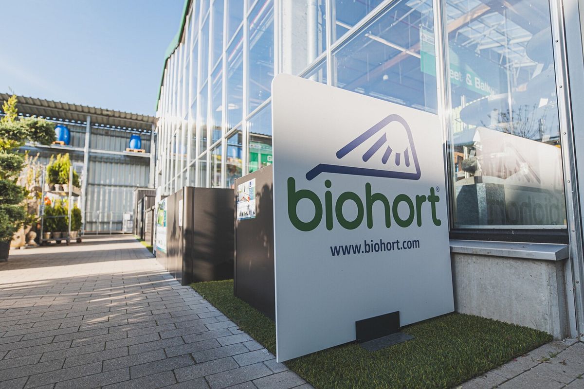 Schild: Biohort Ausstellung in Calw
