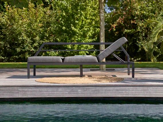 Hartman Dining Bench EVA Aluminium black / Sunbrella mid grey 