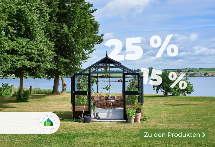 Gewächshaus Rabatte im Juli Sliderbild