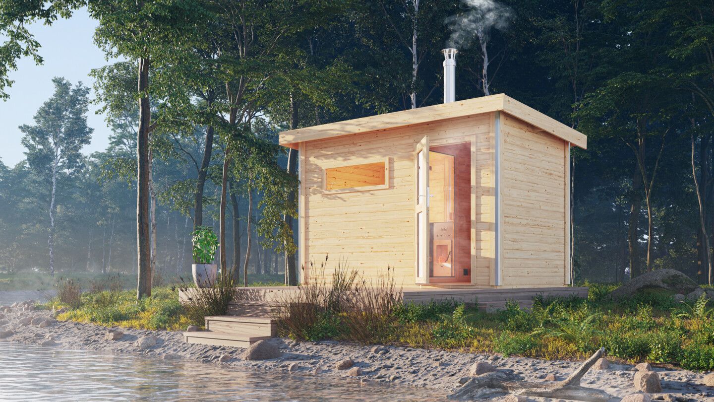 Karibu Gartensauna Skrollan 1 mit Holzofen- 38 mm