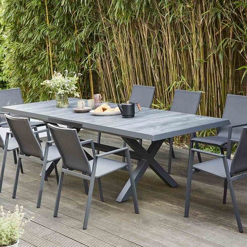 Siena Garden Ausziehtisch MESSINA Aluminium anthrazit / Keramik wood grey