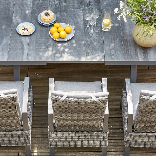Siena Garden Ausziehtisch MESSINA Aluminium anthrazit / Keramik wood grey