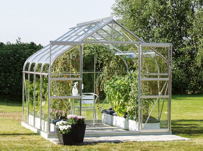 Vitavia Gewächshaus Dione/Diana 6700 inkl. 2 Dachfenster und Stahlfundamentrahmen - 6,7 m²