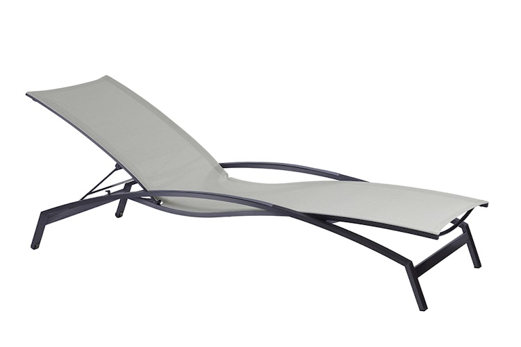 Diamond Garden Liege VALENCIA, Edelstahl Dunkelgrau / Sunproof Sling / Alu-Armlehnen - Auslaufartikel