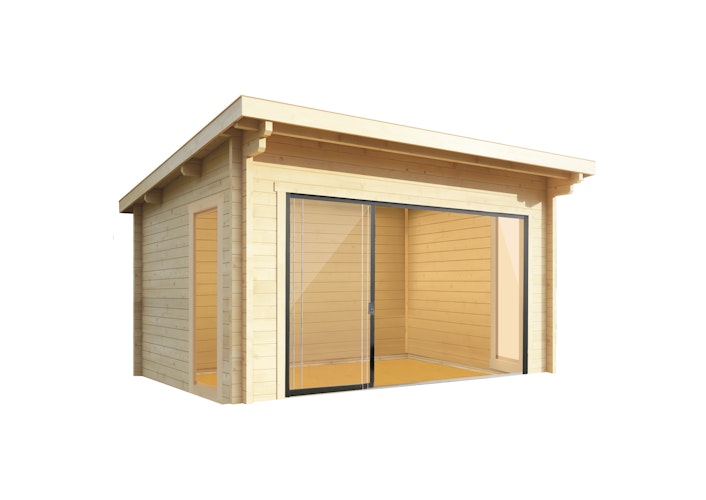 Wolff Finnhaus Gartenhaus Trondheim 70-D isolierverglast XL mit Schiebetür rechts