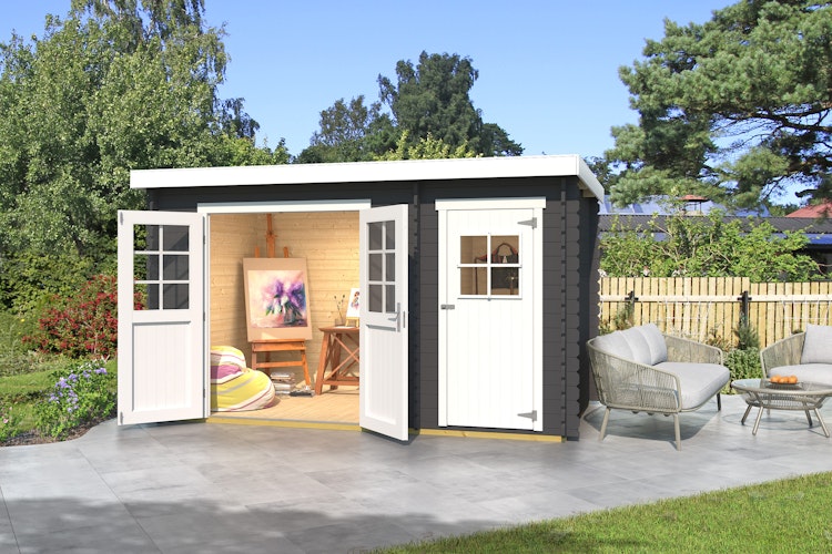 Weka Gartenhaus 254 graphitgrau/weiß - 28 mm