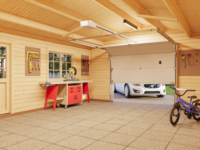 Palmako Garage Roger 23,9 m² - 44 mm - mit Sektionaltor