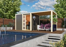 Karibu Gartenhaus Qubic 1 mit Schiebetür und 240 cm Anbaudach - 19 mmZubehörbild