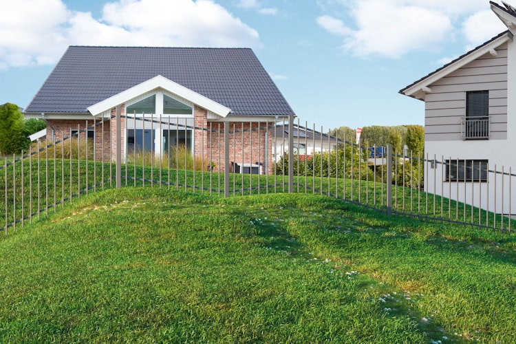 dz Steigungszaunset Residenz select+ BASEL 1910 mm, Pfosten MZRSPP mit Alu-Abdeckkappe