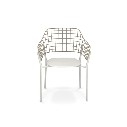 EMU Armlehnstuhl LYZE, Aluminium Weiß / Edelstahl Taupe - Abverkauf