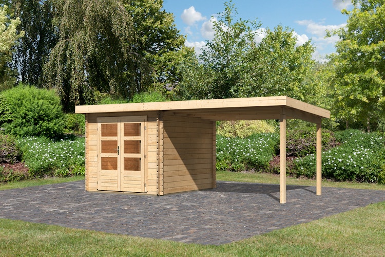 Karibu Woodfeeling Gartenhaus Bastrup 4 naturbelassen - 28 mm