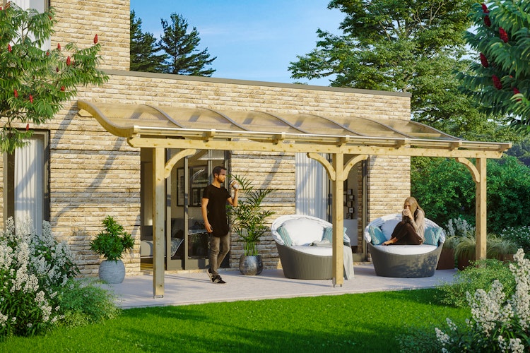 Skan Holz Terrassenüberdachung Venezia mit Mittelpfosten Breite 648 cm