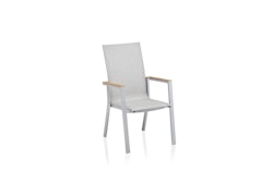 Kettler Stapelsessel RASMUS mit hoher Rückenlehne, Aluminium Silber / Outdoorgewebe Hellgrau - Sonderaktion