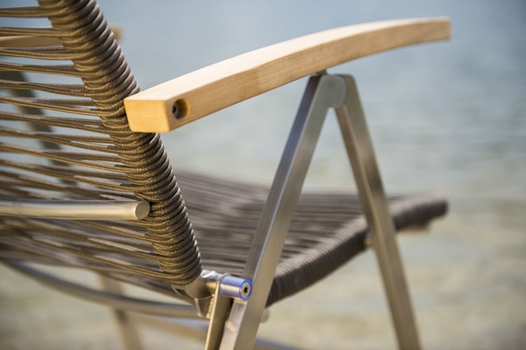 Diamond Garden Hochlehner ATLANTA, Edelstahl / Rope Mocca / Teak-Armlehnen