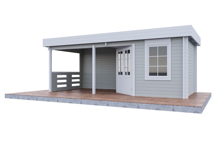 Wolff Finnhaus Gartenhaus Gleda 5628 inkl. Anbaudach - 40 mm 