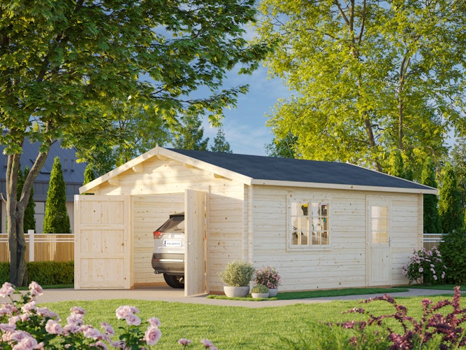 Palmako Garage Roger 23,9 m² - 44 mm - mit Holztor