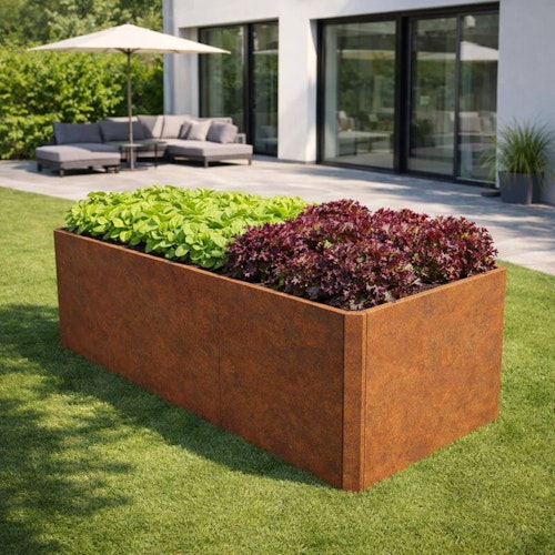 Premium Hochbeet aus Cortenstahl mit Rostpatina 200 x 80 x 75 cm
