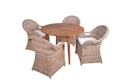 Vorschaubild Garden Pleasure Tischgruppe FREMONT / BREST, Tisch Ø 110 + 4 Sessel, Akazie / Kubu Rattan / Kissen 100 % Polyester