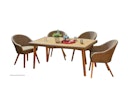 Vorschaubild Garden Pleasure Gartenmöbel Set CARSON, Tisch 162 x 90 + 4 Sessel, Akazie / Polyrattan Hellbraun / Kissen 100 % Polyester Taupe