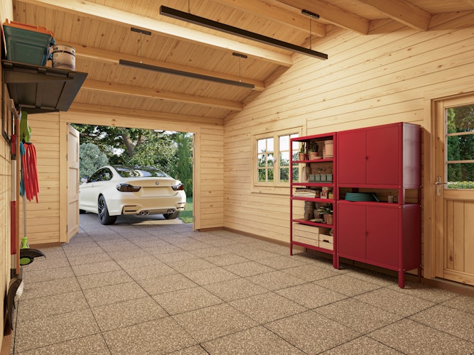 Palmako Garage Roger 19,0 + 33,2 m² - 44 mm - mit Holztor
