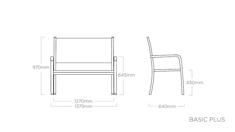 Kettler 2-Sitzer Bank BASIC PLUS, Aluminium Silber / Outdoorgewebe Anthrazit