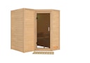 Vorschaubild Karibu Sauna Sahib 1-Massivholzsauna 38 mm-Fronteinstieg -Exklusivoptik inkl. gratis Sauna-Zubehörset im Wert von 234,94 €