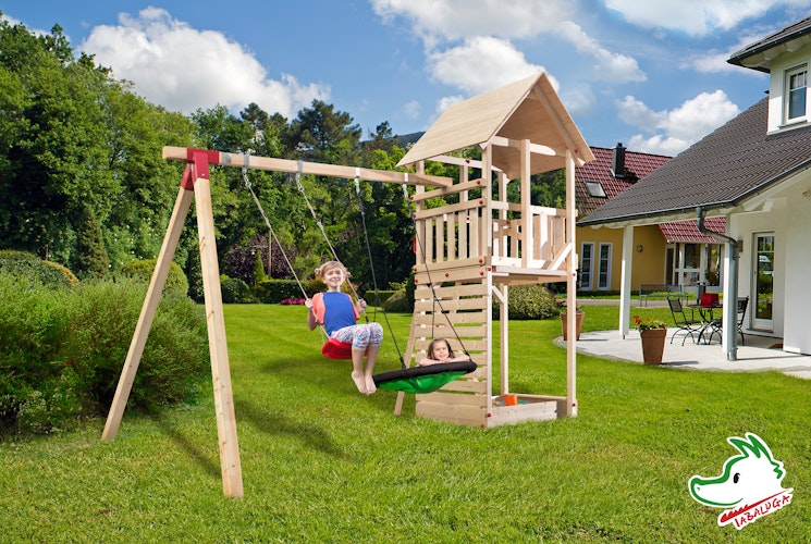 Weka Tabaluga Drachenturm mit Satteldach inkl. Schaukel und Sandkasten