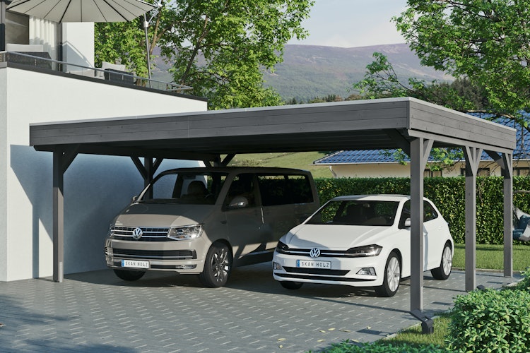 Skan Holz Grunewald - Flachdach Carport aus Leimholz Breite 622 cm