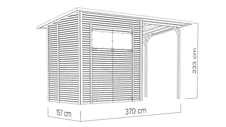 Bertilo Gartenhaus Pent Modern 2 Plus inkl. Anbaudach - 18 mm