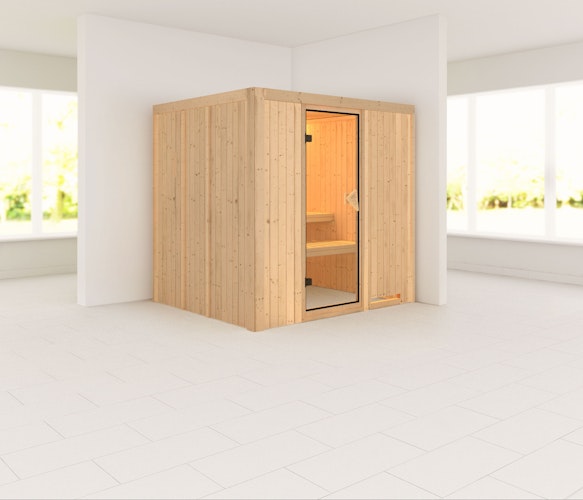 Karibu Sauna Sodin mit Fronteinstieg 68 mm inkl. gratis Sauna-Zubehörset im Wert von 234,94 €