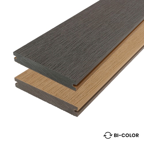 Fiberdeck Vintage WPC-Terrassendiele Bi-Color Lunar Grey/Cedar massiv 23 x 138 mm