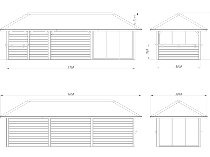 Palmako Pavillon Bianca 24,9 m² Set 516 Slide Plus mit Isolierglas-Schiebetüren