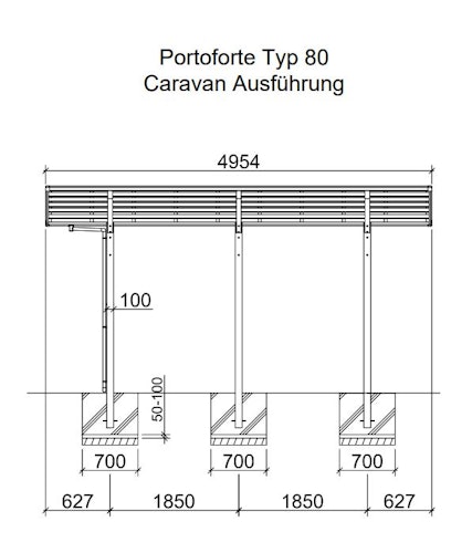 Ximax Carport Portoforte Typ 80 495 x 270 cm Caravan Ausführung