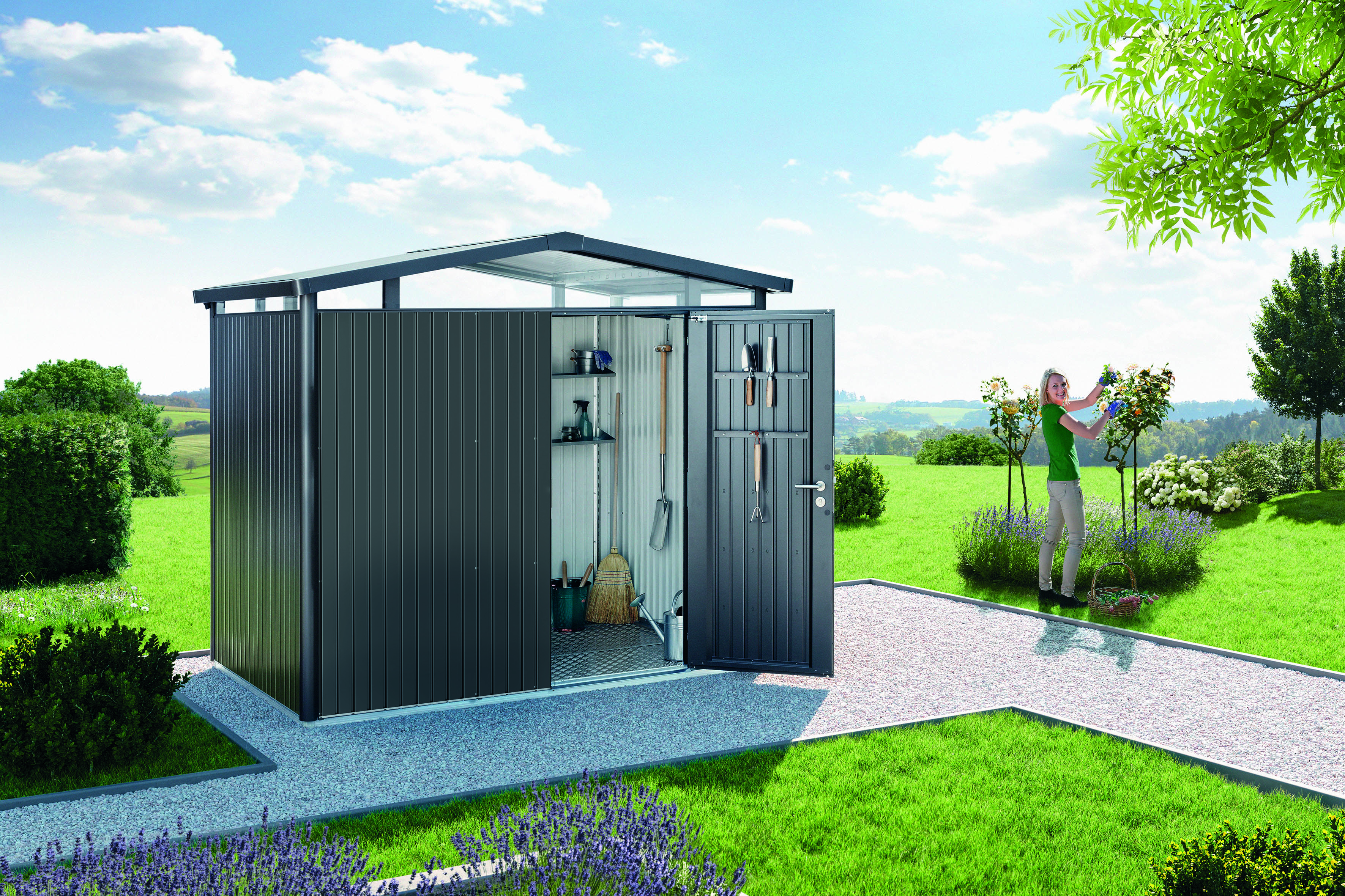 Biohort Gerätehaus Panorama mit Einzeltür