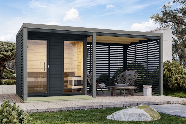Karibu Saunahaus Ares 2 - Hybridhaus mit Metallrahmen - 38 mm inkl. gratis Sauna-Zubehörset im Wert von 234,94 €