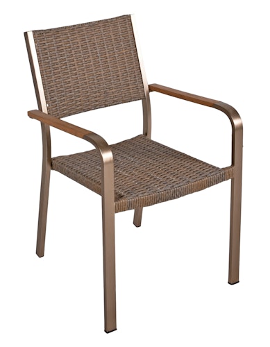 Garden Pleasure Gartenmöbel Set FLORENCE 06, Tisch 150 x 90 + 4 Stapelsessel, Aluminium / Nonwood / Polyrattan