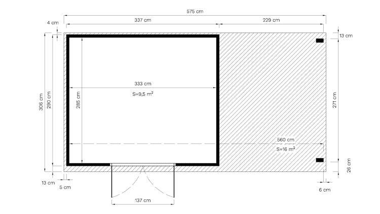 Bertilo Gartenhaus Borkum 2 Inkl. Schleppdach - 19 mm