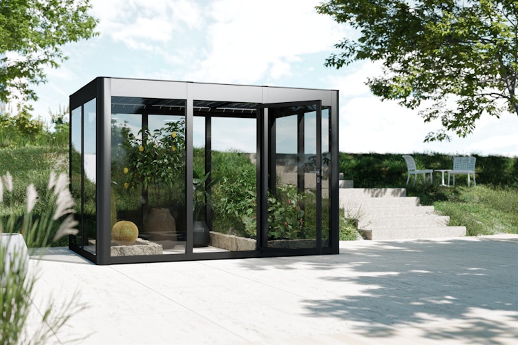 SunElements Design Gewächshaus/Sommergarten SunGarden Power mit 400 Wp PH-Dach 