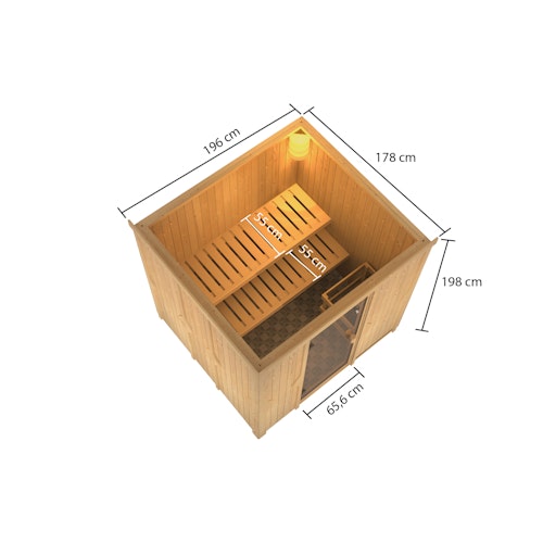 Karibu Woodfeeling Sauna Tromsö - 68 mm Aktionssauna inkl. gratis Sauna-Zubehörset im Wert von 234,94 €