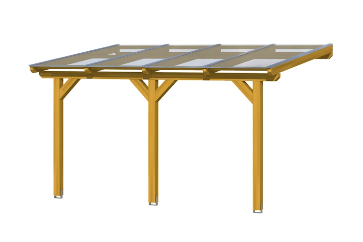 Skan Holz Terrassenüberdachung Bormio - Leimholz Aktionsangebot mit Dachplatten in bronze