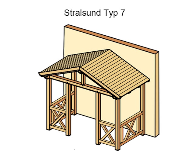 Skan Holz Satteldach Vordach Doppeltür Stralsund