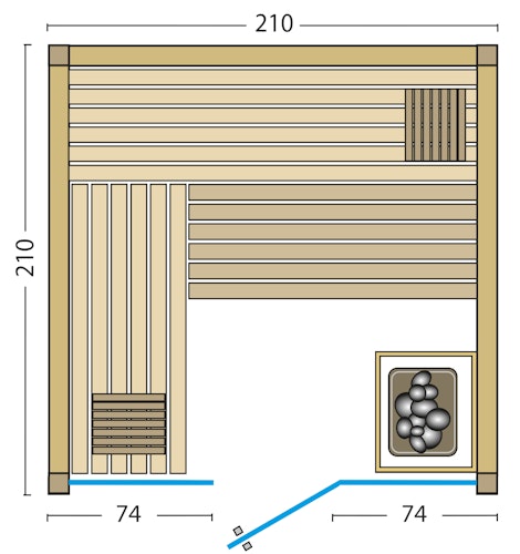 Infraworld Sauna Gracil 210 - 75 mm Elementsauna inkl. 5-teiligem gratis Zubehörset