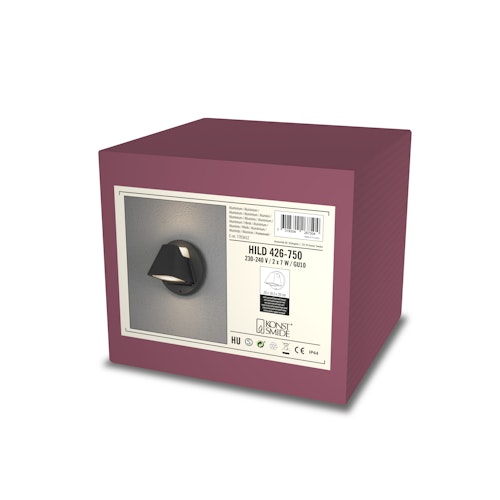 Konstsmide Wandleuchte Hild, 2xGU10, schwarz, gefrostetes Glas (426-750)