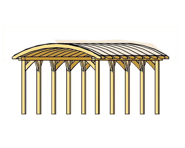 Skan Holz Franken - Bogendach Einzelcarport aus Leimholz Breite 376 cm
