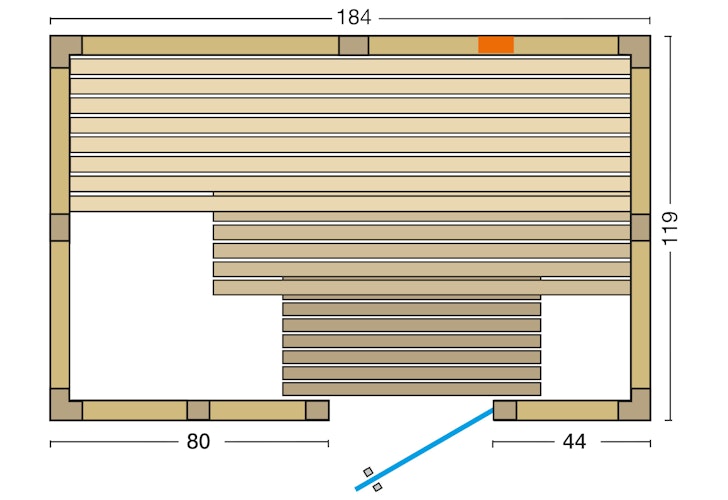 Infraworld Sauna Vitalis 184 Complete - 40 mm Massivholzsauna inkl. 5-teiligem gratis Zubehörset