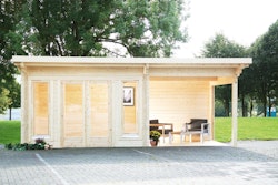 Wolff Finnhaus Gartenhaus Trondheim 70-B isolierverglast XL mit Anbau 300/400 cm