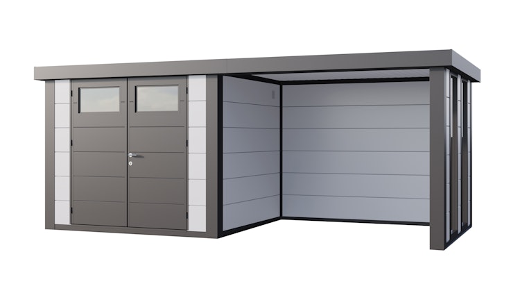 Telluria Metallgerätehaus Classico 2724 mit Lounge Anbau small inkl. 2 Fenster