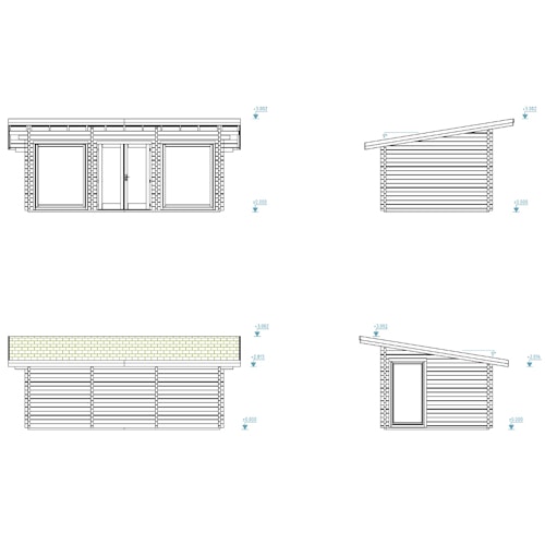 Palmako Gartenhaus Heidi 19,7 m² - 70 mm